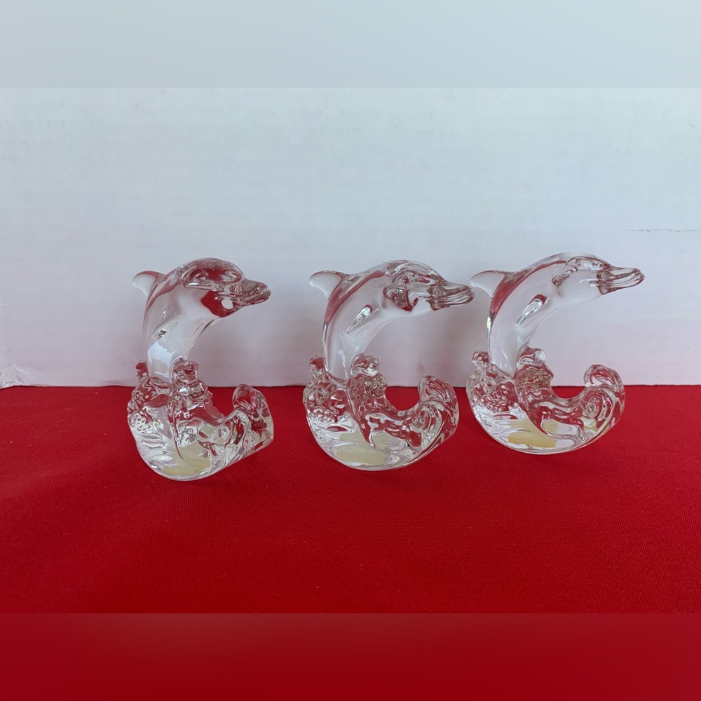 PRINCESS HOUSE Pets Crystal Dolphins Figurine 24% Lead Crystal - Lot of 3